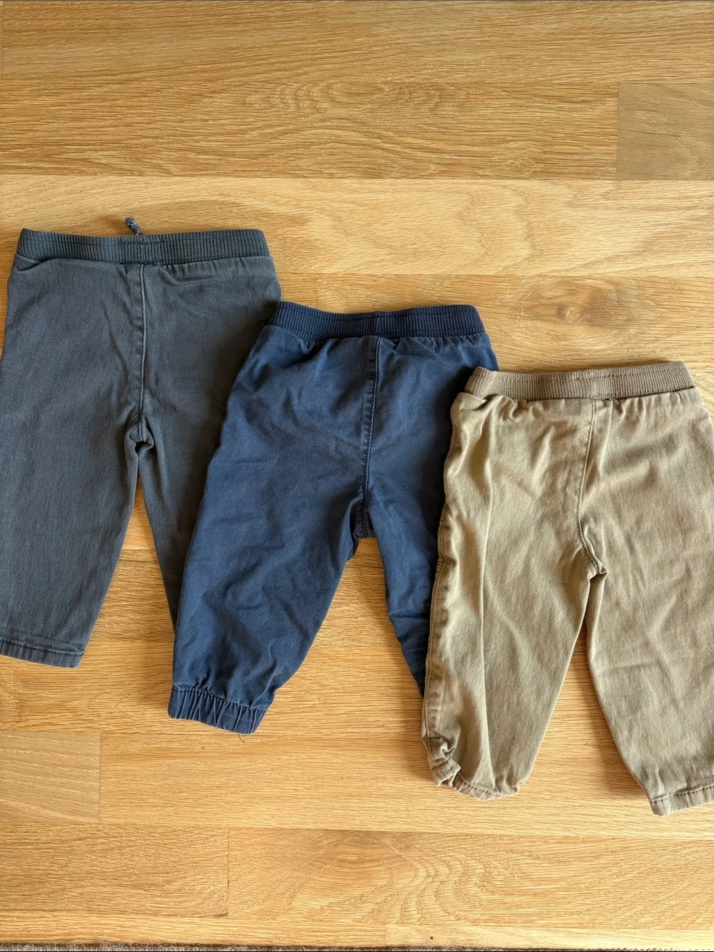 JUMPING BEANS | SET OF 3 Gray, Navy & Tan Pull-On Jogger Pants Trio